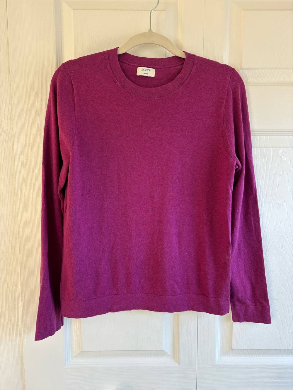 J.Crew Teddie Magenta Pink Sweater Cotton Wool Academia Career Capsule Fall M